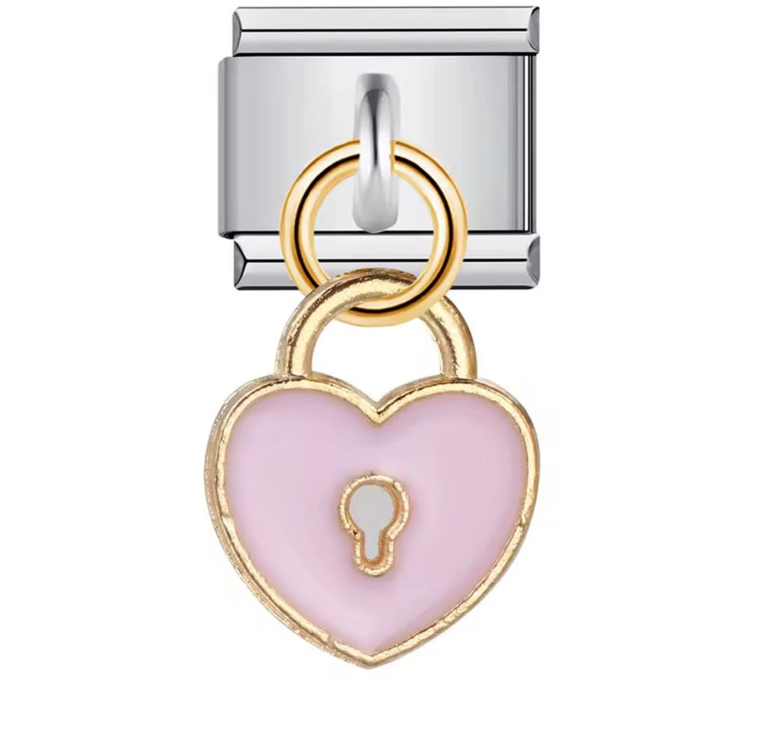 Pink Heart Lock Pendant