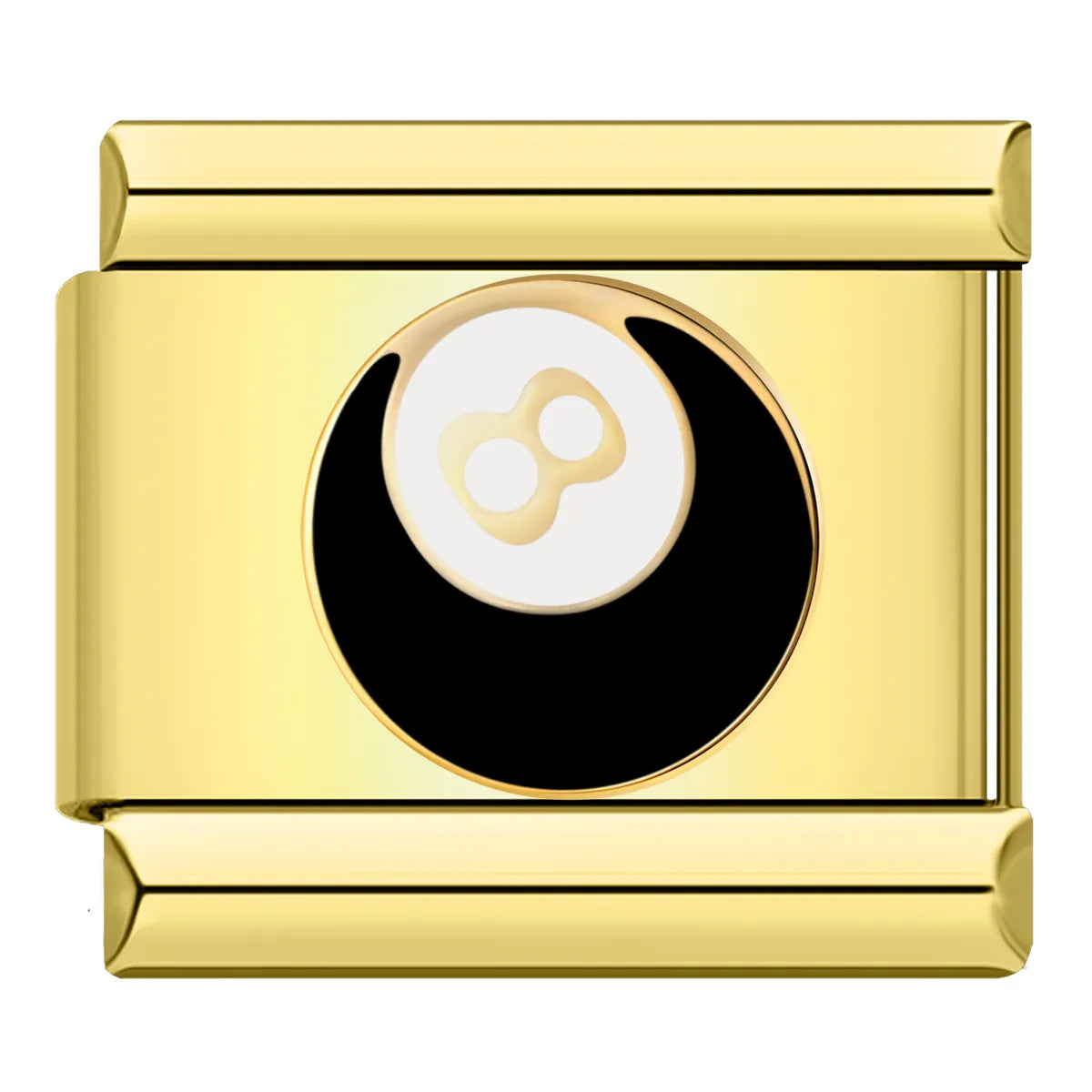 8 Ball, on gold.