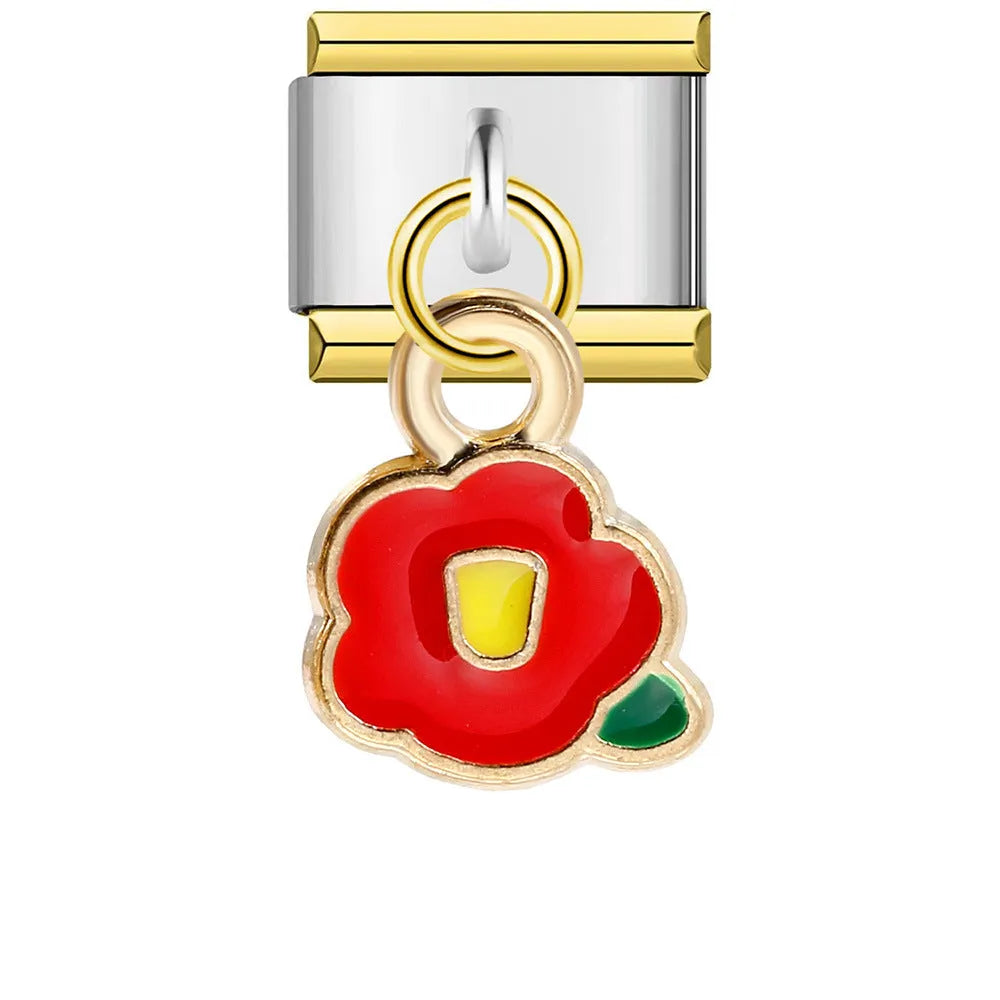Red Flower | Gold trim